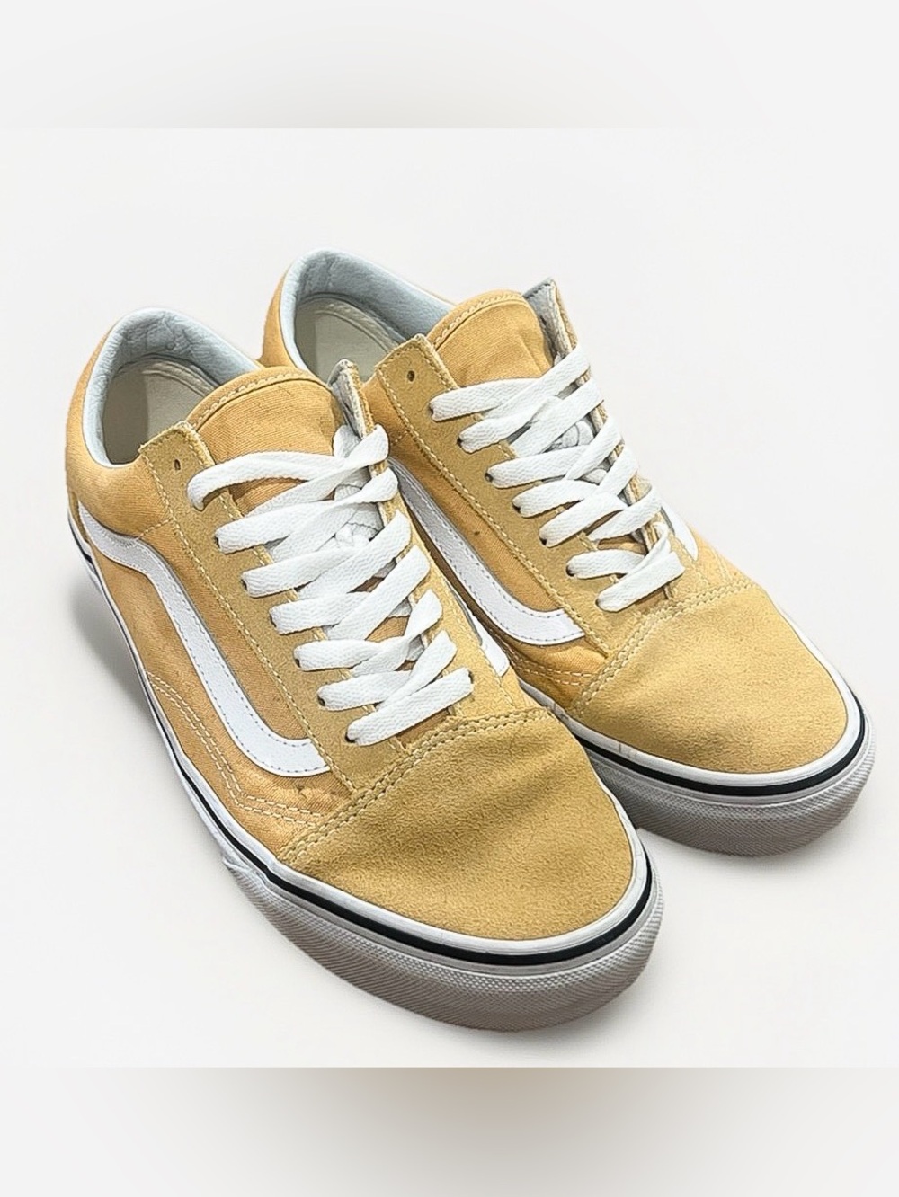 Vans Men's Low-Top Suede Sneakers in Mustard Yellow with White Stripe